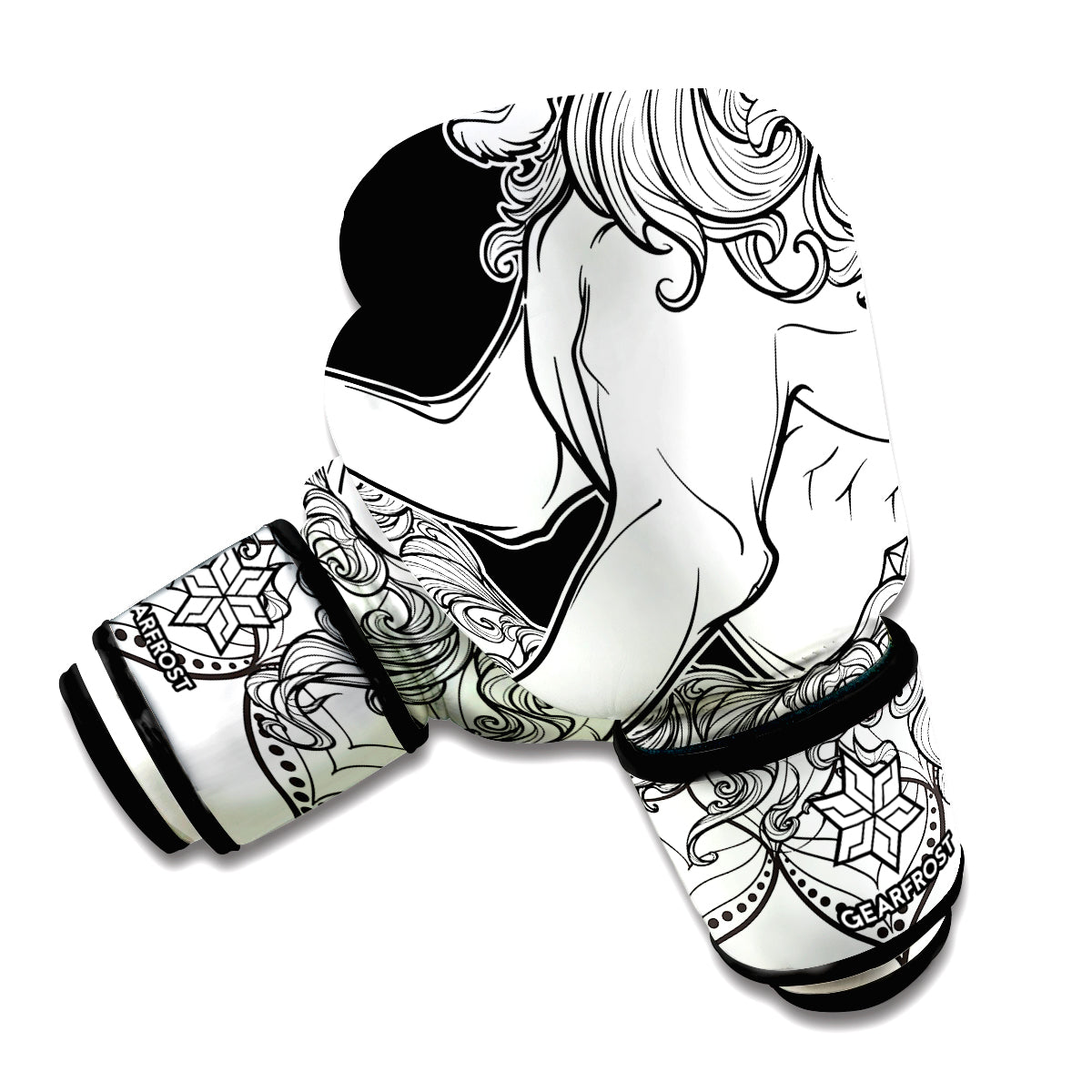 White And Black Leo Sign Print Boxing Gloves