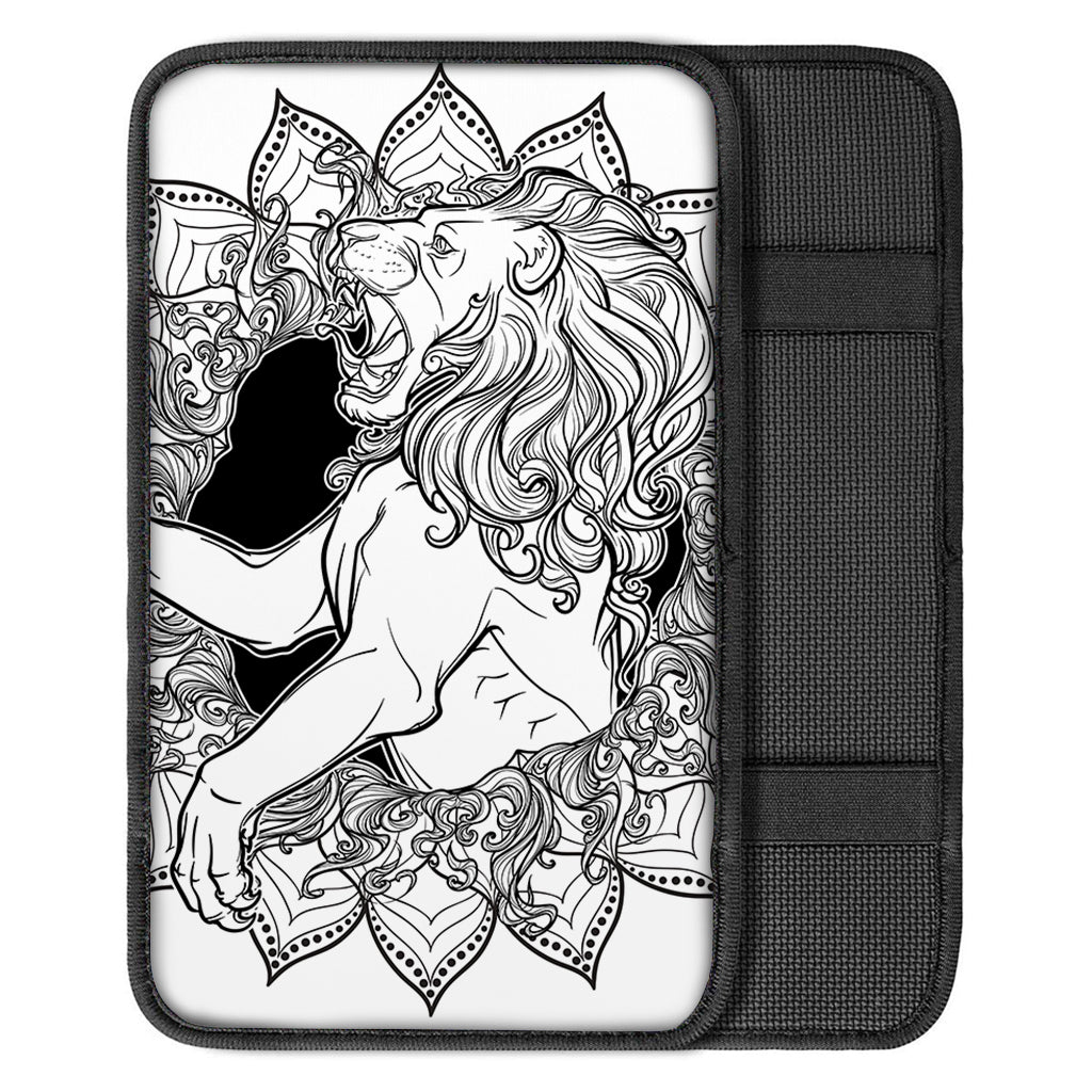 White And Black Leo Sign Print Car Center Console Cover