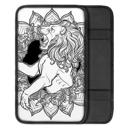 White And Black Leo Sign Print Car Center Console Cover
