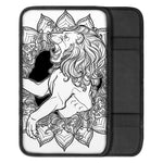 White And Black Leo Sign Print Car Center Console Cover
