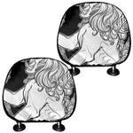 White And Black Leo Sign Print Car Headrest Covers
