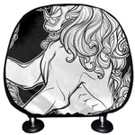 White And Black Leo Sign Print Car Headrest Covers
