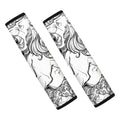 White And Black Leo Sign Print Car Seat Belt Covers