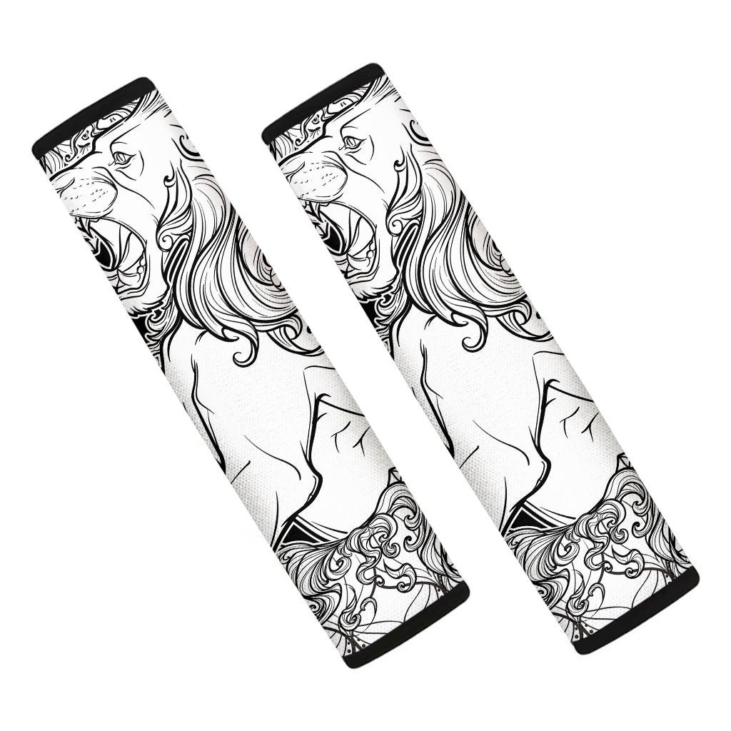 White And Black Leo Sign Print Car Seat Belt Covers