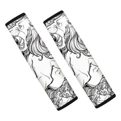 White And Black Leo Sign Print Car Seat Belt Covers