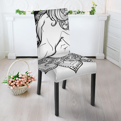 White And Black Leo Sign Print Dining Chair Slipcover