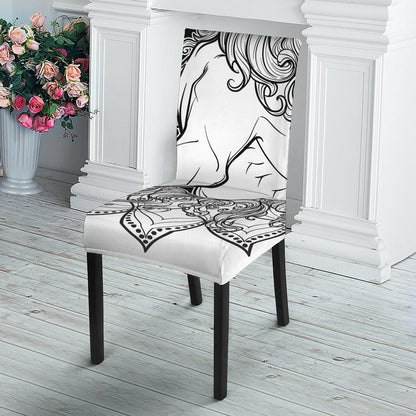 White And Black Leo Sign Print Dining Chair Slipcover