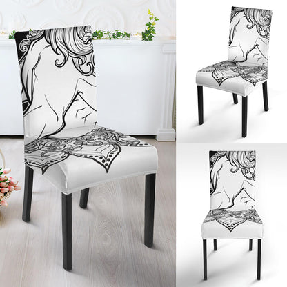 White And Black Leo Sign Print Dining Chair Slipcover