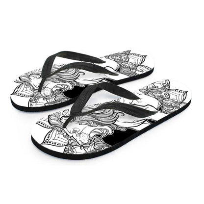 White And Black Leo Sign Print Flip Flops