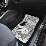 White And Black Leo Sign Print Front and Back Car Floor Mats