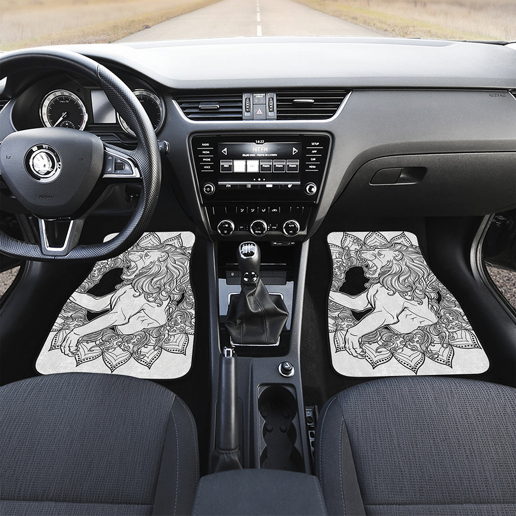 White And Black Leo Sign Print Front Car Floor Mats