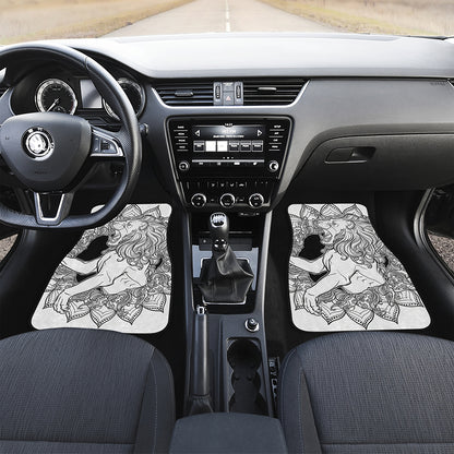 White And Black Leo Sign Print Front Car Floor Mats