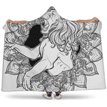 White And Black Leo Sign Print Hooded Blanket