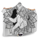 White And Black Leo Sign Print Hooded Blanket
