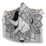 White And Black Leo Sign Print Hooded Blanket
