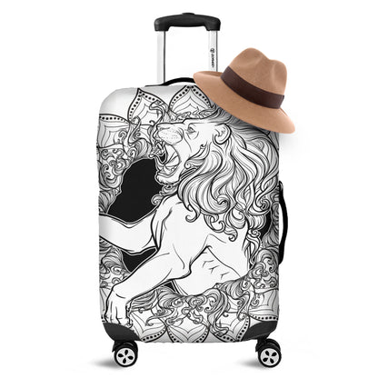 White And Black Leo Sign Print Luggage Cover