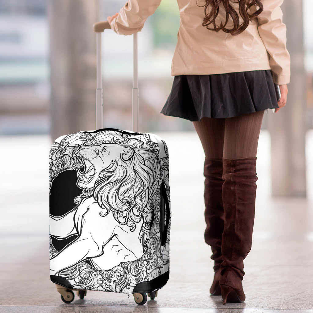 White And Black Leo Sign Print Luggage Cover