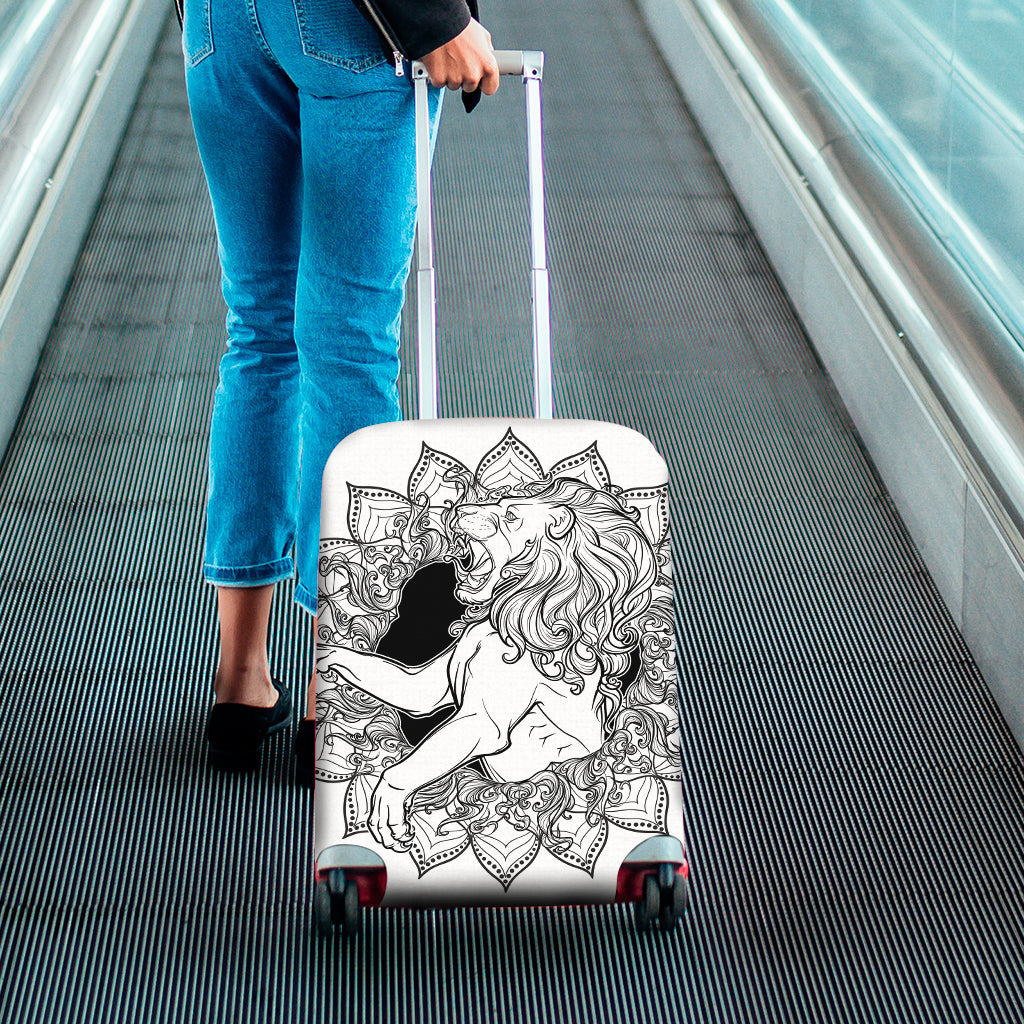 White And Black Leo Sign Print Luggage Cover