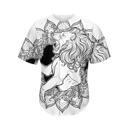 White And Black Leo Sign Print Men's Baseball Jersey
