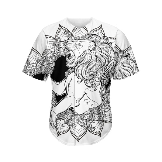 White And Black Leo Sign Print Men's Baseball Jersey