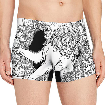 White And Black Leo Sign Print Men's Boxer Briefs