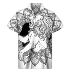 White And Black Leo Sign Print Men's Short Sleeve Shirt