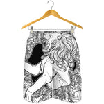 White And Black Leo Sign Print Men's Shorts