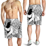 White And Black Leo Sign Print Men's Shorts