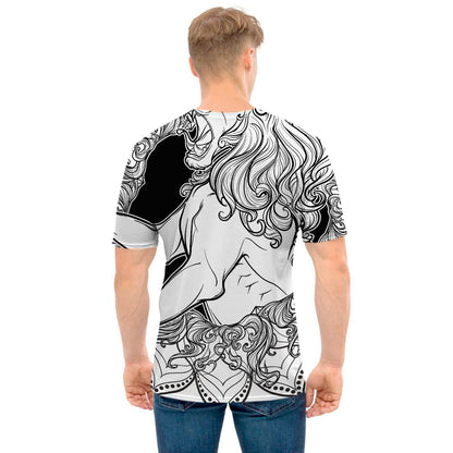 White And Black Leo Sign Print Men's T-Shirt