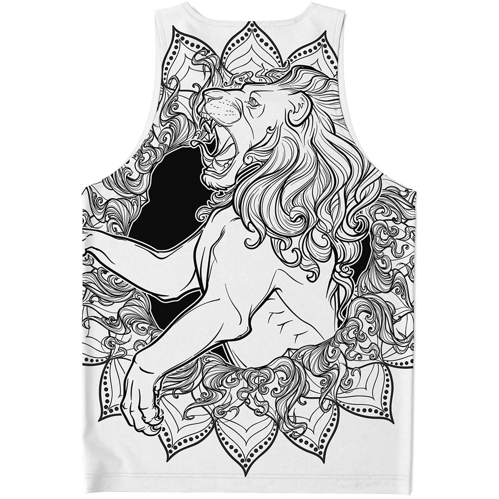 White And Black Leo Sign Print Men's Tank Top