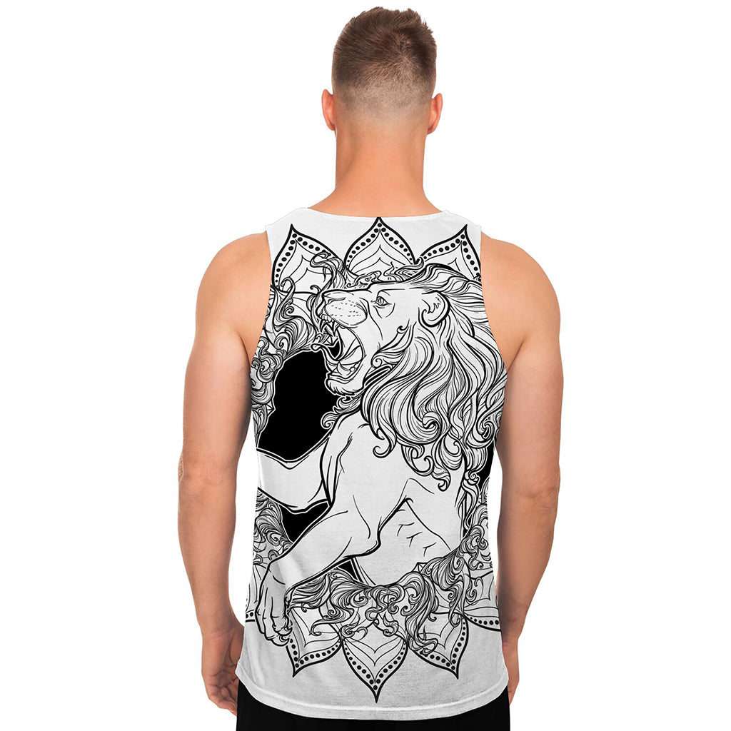 White And Black Leo Sign Print Men's Tank Top