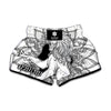 White And Black Leo Sign Print Muay Thai Boxing Shorts