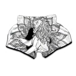 White And Black Leo Sign Print Muay Thai Boxing Shorts