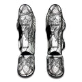 White And Black Leo Sign Print Muay Thai Shin Guards