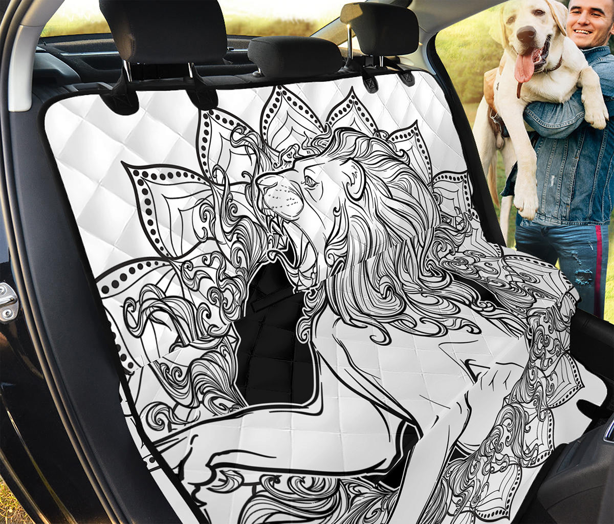 White And Black Leo Sign Print Pet Car Back Seat Cover