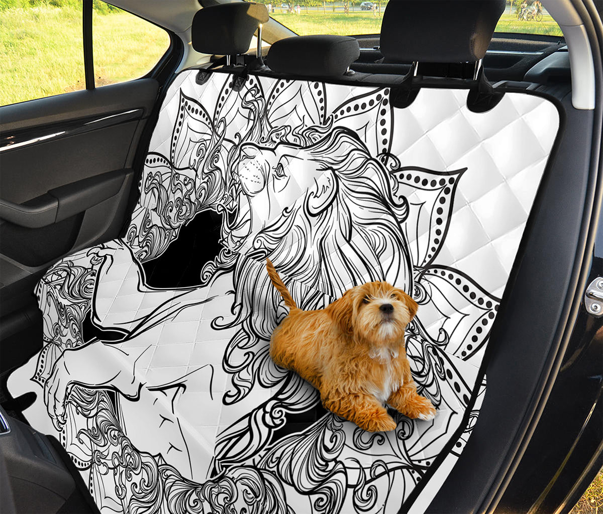 White And Black Leo Sign Print Pet Car Back Seat Cover