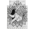 White And Black Leo Sign Print Quilt Bed Set