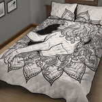 White And Black Leo Sign Print Quilt Bed Set