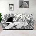 White And Black Leo Sign Print Sofa Cover