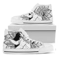 White And Black Leo Sign Print White High Top Sneakers