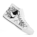 White And Black Leo Sign Print White High Top Shoes