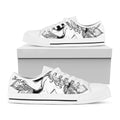 White And Black Leo Sign Print White Low Top Sneakers