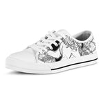 White And Black Leo Sign Print White Low Top Shoes