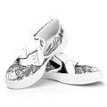 White And Black Leo Sign Print White Slip On Sneakers