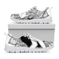 White And Black Leo Sign Print White Running Shoes
