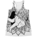 White And Black Leo Sign Print Women's Racerback Tank Top