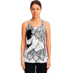 White And Black Leo Sign Print Women's Racerback Tank Top