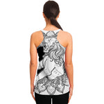 White And Black Leo Sign Print Women's Racerback Tank Top
