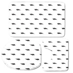 White And Black Lightning Pattern Print 3 Piece Bath Mat Set