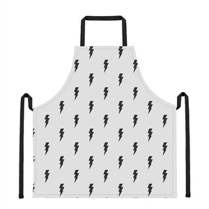 White And Black Lightning Pattern Print Apron